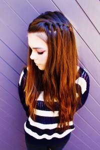 young girl with waterfall hairstyle