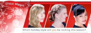 Three women with hair styled in Shear Magic Promo