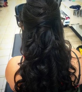 half up do on long black hair