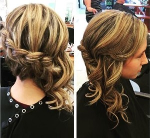 side swept braids with curls