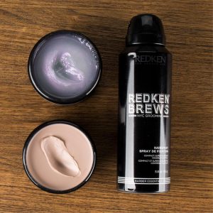 Mens long hair Redken Brews styling products