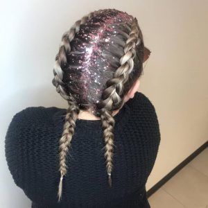 Festival Hairstyles braids with glitter on part